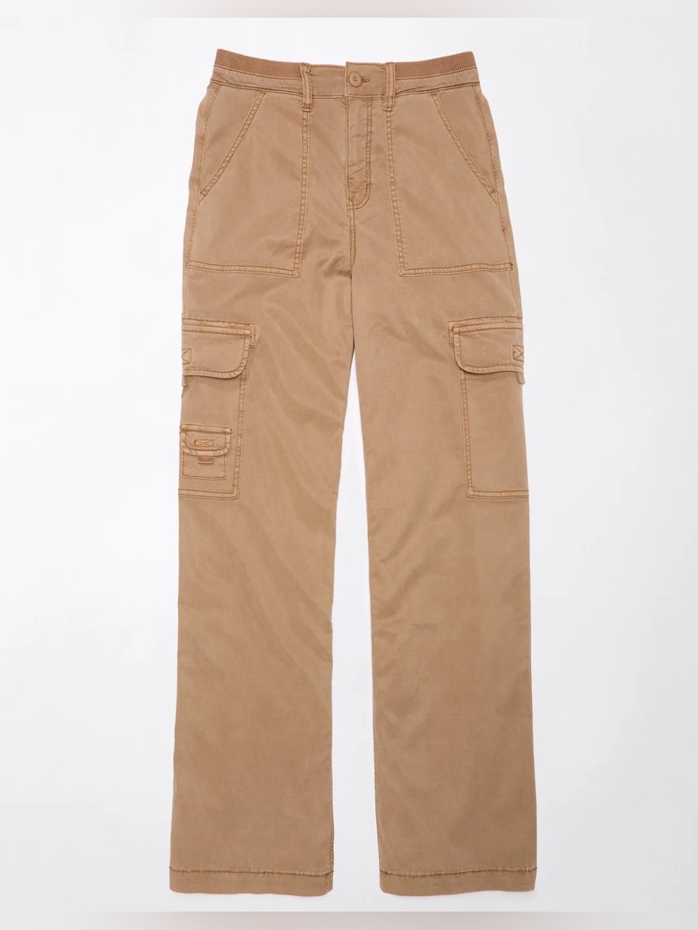 American Eagle curvy super high rise baggy wide leg cargo brown pants